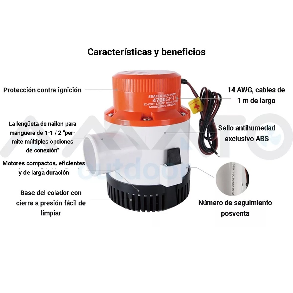 Bomba De Achique Torque Marine 4700 Gph