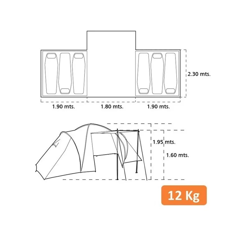 Carpa Para 6 Personas Spinit Holliday 6+c 2 Dormitorios