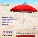 Sombrilla Campinox Everest Aluminio Reforzada 2.20 Mts