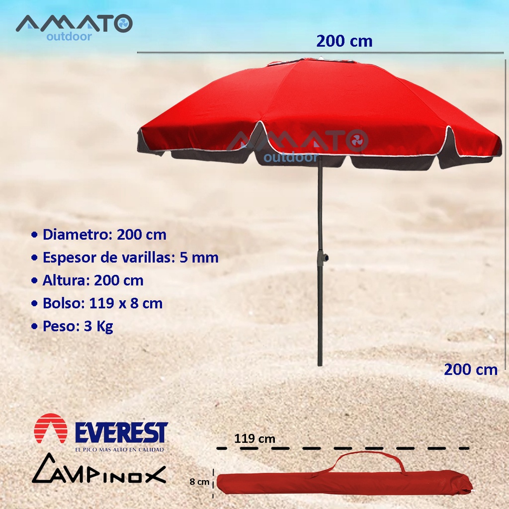 Sombrilla Campinox Everest Aluminio Reforzada 2.00 Mts