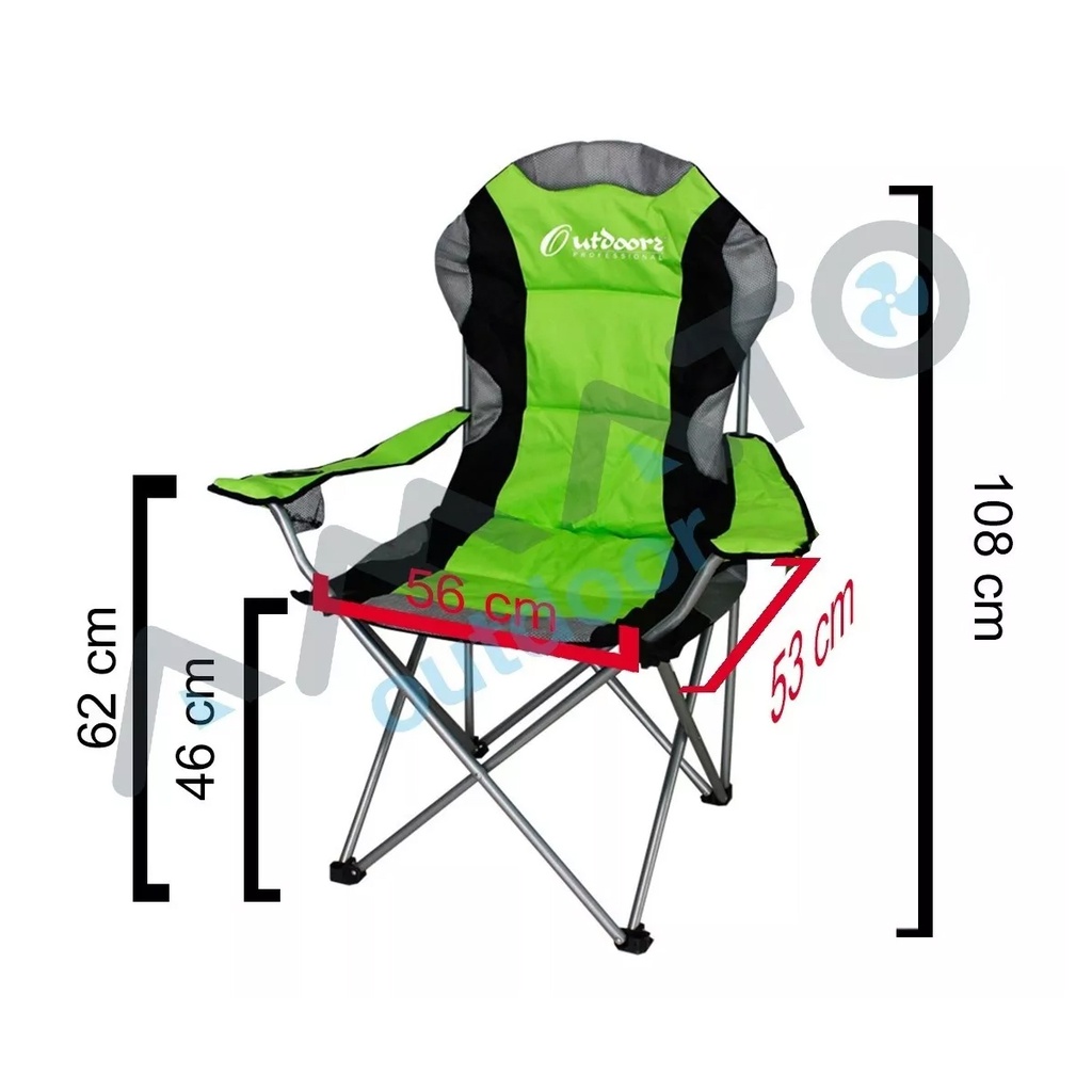 Silla Sillon Plegable Camping Director Acolchado Gris Con Negro