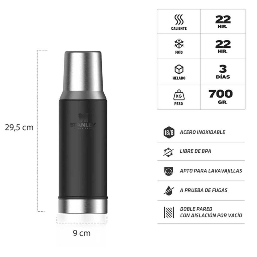 STAN 800ML CLASSIC VAC BTL BLACK 2.0 SYS - SA
