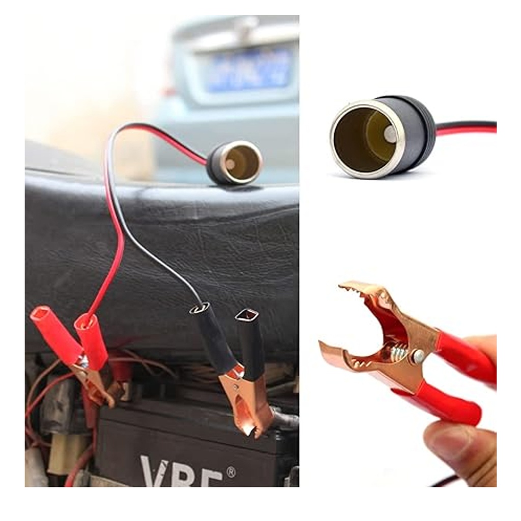 Toma Hembra 12v 24v Cable Bateria Pinzas Cocodrilo Moto