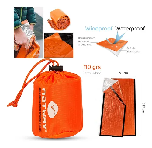 Manta De Emergencia Natway Naranja Camping