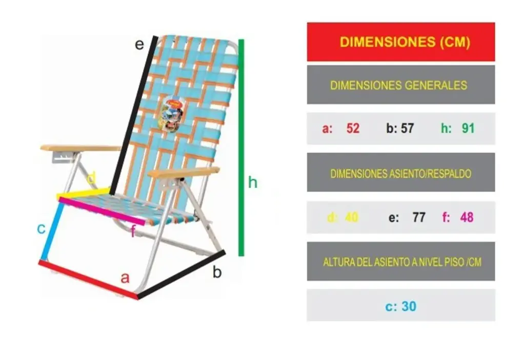 Reposera Silla 5 posiciones Azul/Celeste 1065