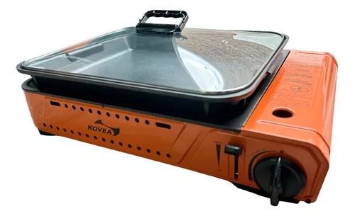 Anafe Cocina Camping Portatil Asadera Y Tapa Vidrio Gas