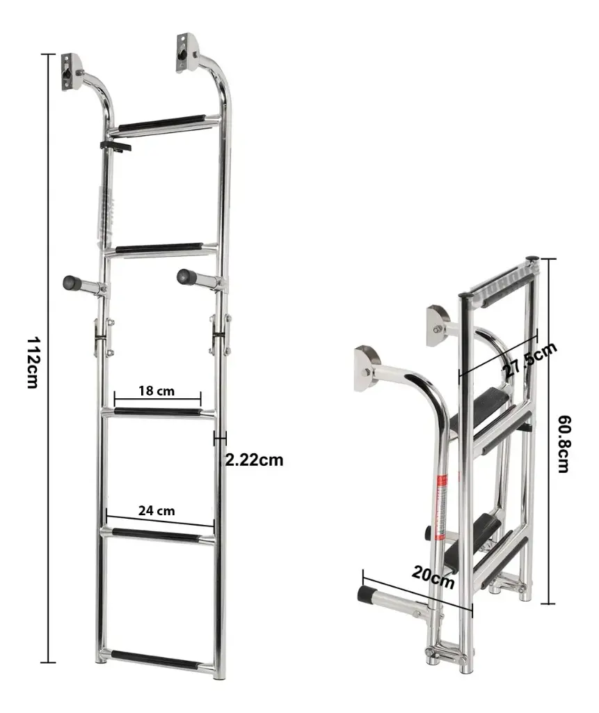 Escalera Nautica Rebatible Acero Inoxidable 5 Escalones