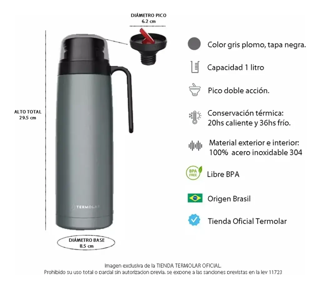 Termo Colony-Termolar R-Evolution Inoxidable 1Lt
