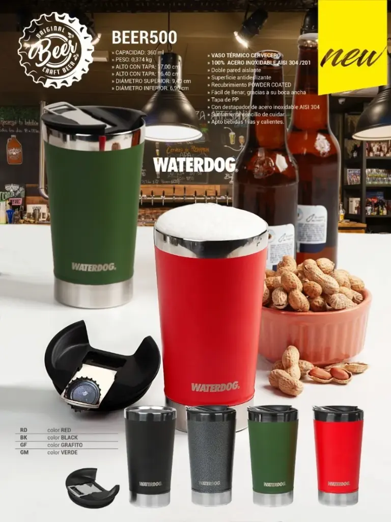 Vaso Térmico Cervecero Acero Inoxidable Waterdog Beer 500 