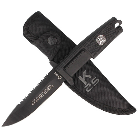 Cuchillo K25 Puño Goma Titanio Hoja 12cm