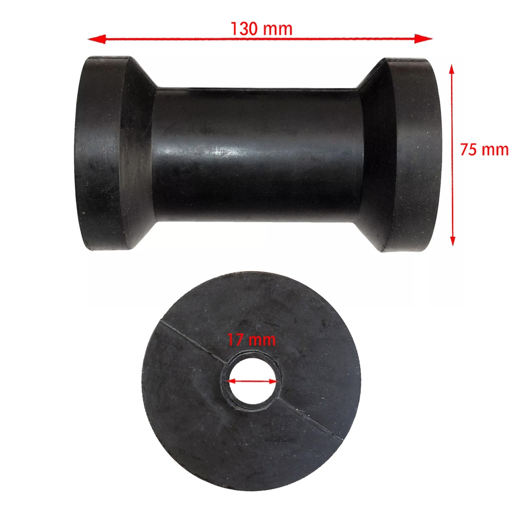 Rodillo De Goma Recto C/pared Buje Plástico 130x75mm Trailer