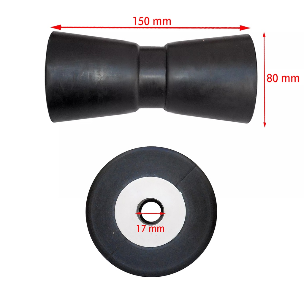 Rodillo De Goma Doble Cono Buje Plást 150x80mm 