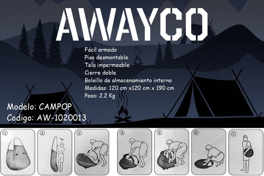 Carpa Awayco Para Baño Portátil Ducha Vestidor Campop