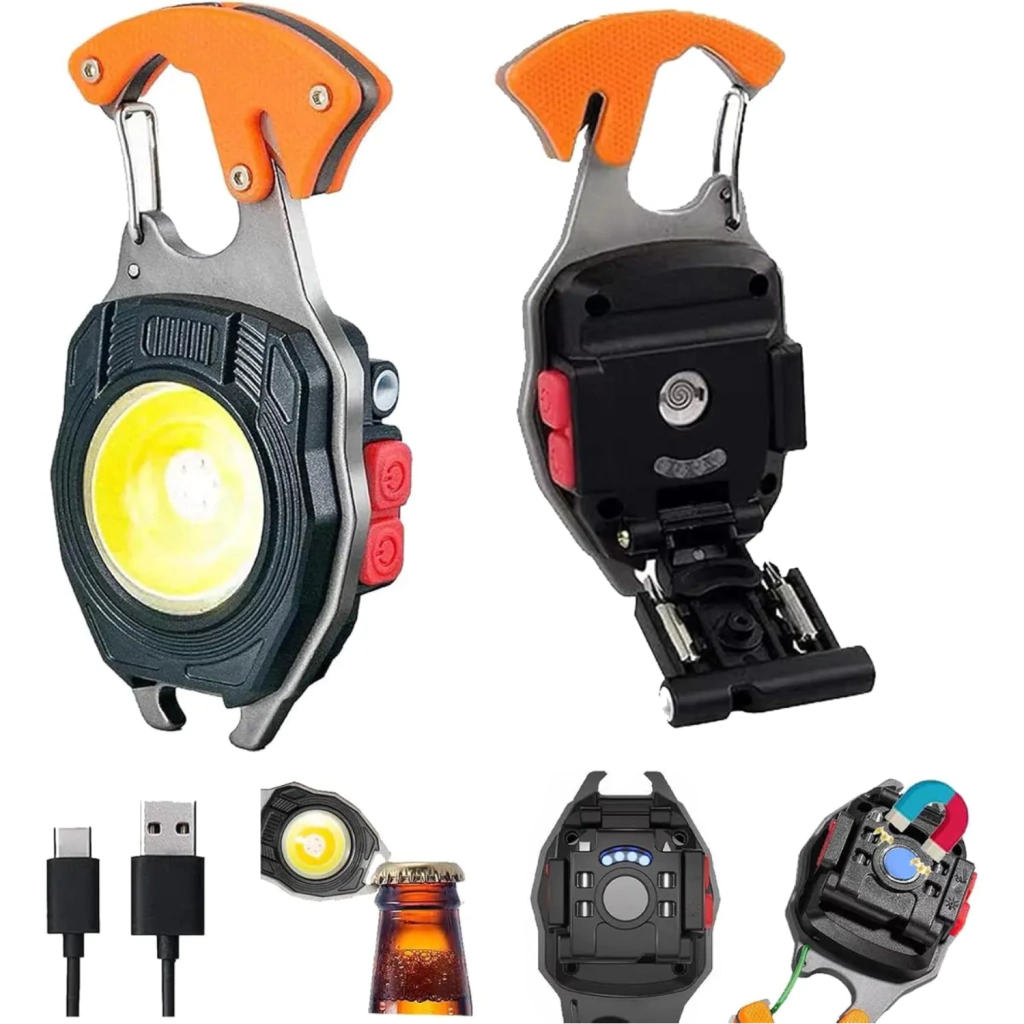 Linterna Led Cob Multifuncion Recargable Usb Iman Gancho Encendedor