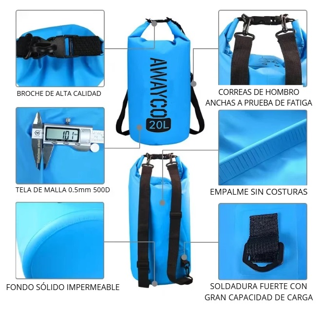 Bolsa Bolso Estanco A Prueba De Agua Impermeable Awayco 30l Amarillo
