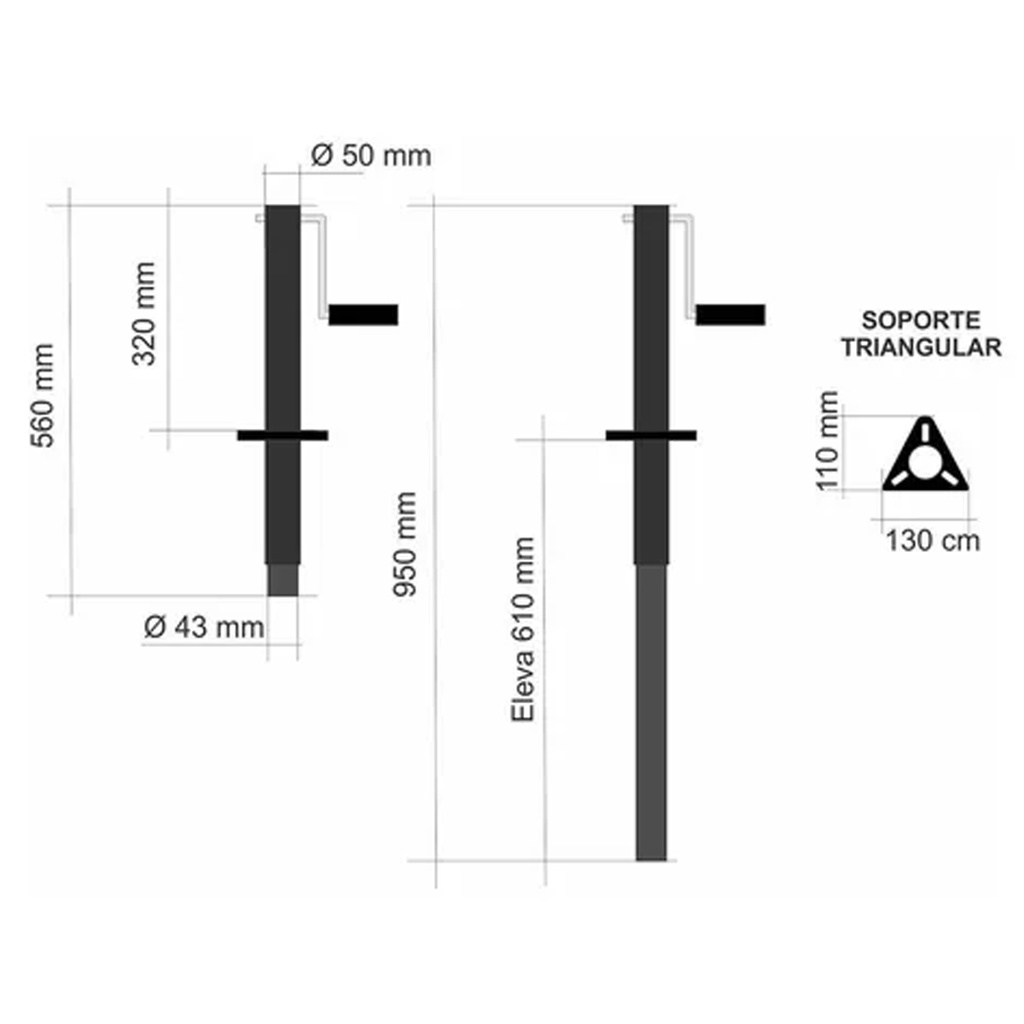 Pata Estabilizadora Trailer Con Gato Y Manivela 1000lbs