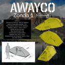 Carpa 1 Pers Awayco Zonda 3000mm Liviana 2kg Montaña
