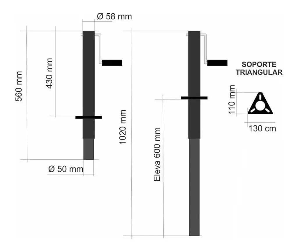 Pata Estabilizadora Trailer Con Gato Manivela Rueda 2000lbs