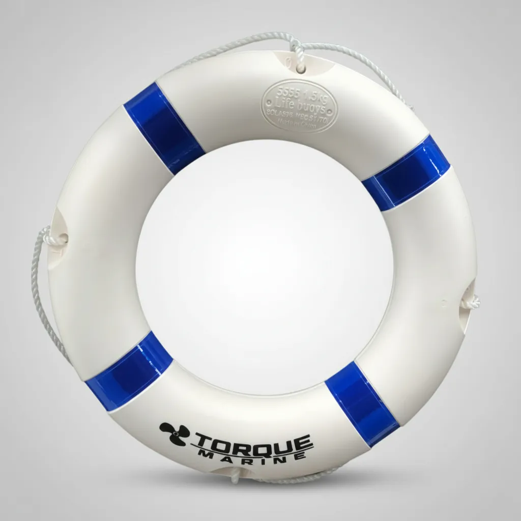 Salvavidas Circular Torque Marine Blanco Azul + Cuerda 30m