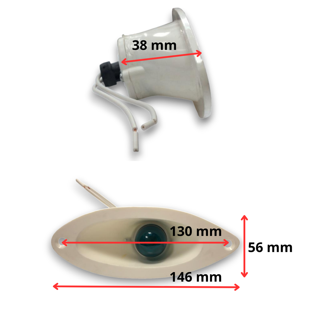 Farol de proa para embutir "ojo de gato" en plastico blanco