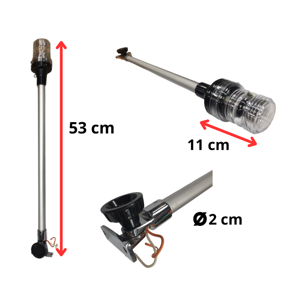 Luz de tope rebatible larga con base de Bronce Cromado con lampara de led