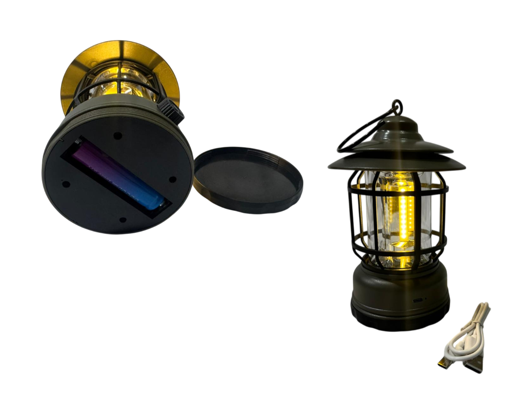 Farol Led Camping Awayco Recargable Con Bateria Negro