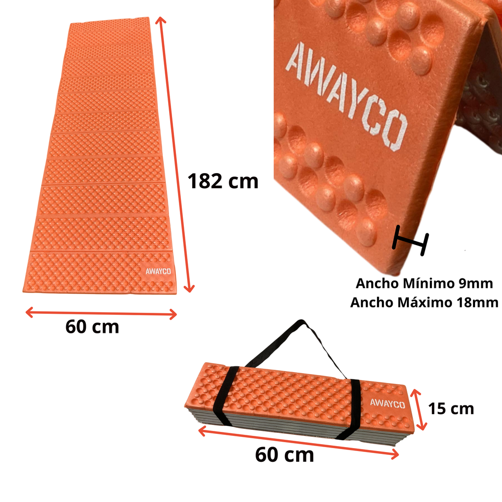 Aislante Térmico Portátil Awayco Aire Libre Mat Campamento Naranja