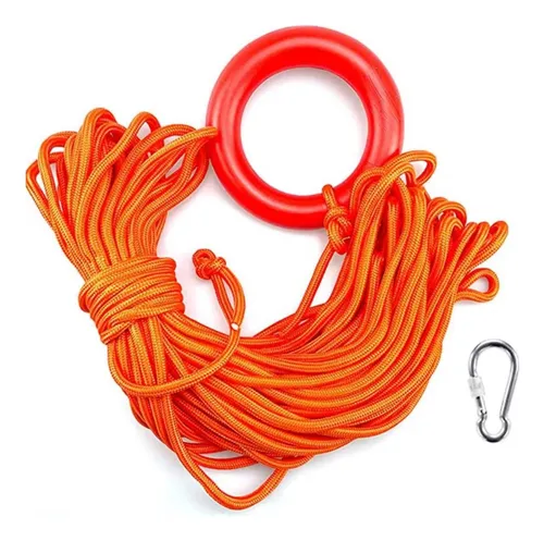 Cuerda Salvavidas 30m Mosqueton Y Aro Flotante Rescate Cabo 