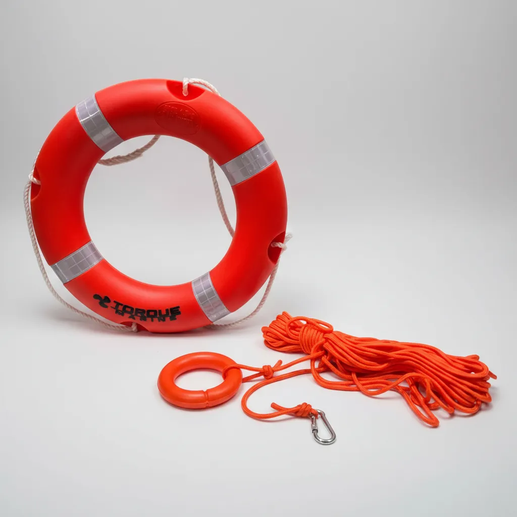 Salvavidas Circular Torque Marine Plástico 58 Cm + Cuerda 30 Metros
