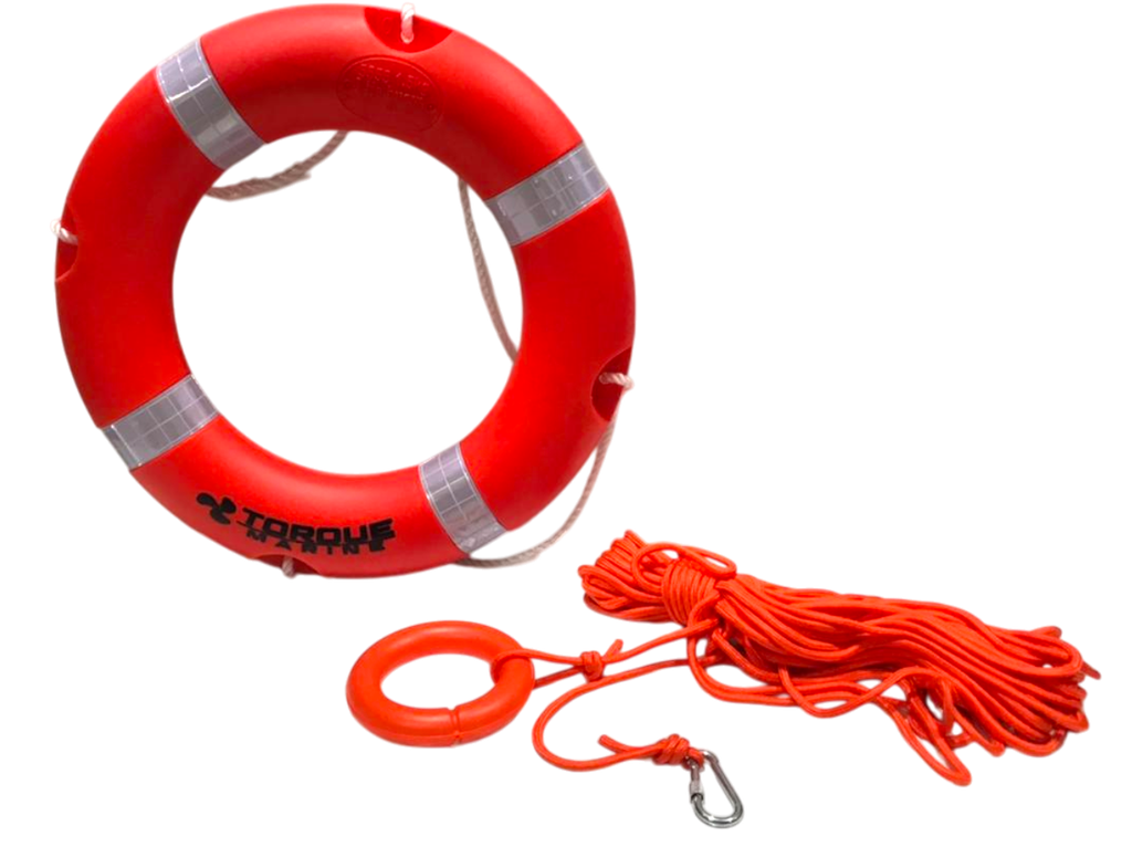 Salvavidas Circular Torque Marine Plástico 58 Cm + Cuerda 30 Metros