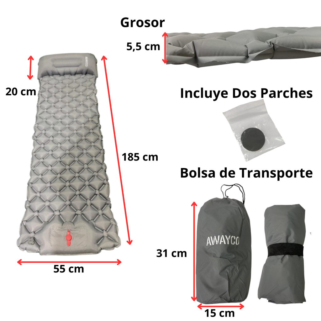 Bolsa Dormir Infantil Niños + Colchoneta Inflable Awayco Verde