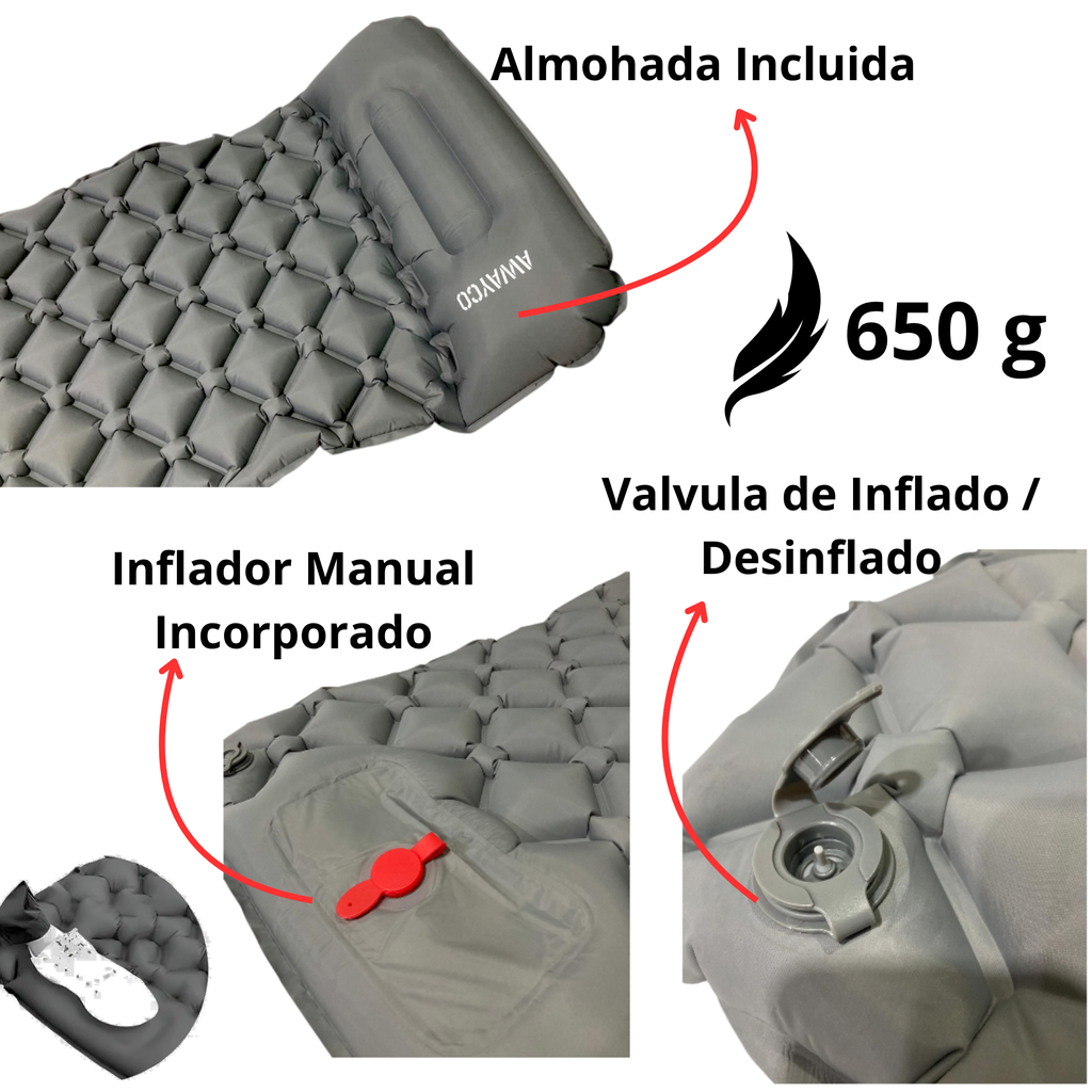 Bolsa Dormir Infantil Niños + Colchoneta Inflable Awayco Verde