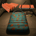 Bolsa Dormir Infantil + Aislante Plegable Awayco Camping Bolsa Azul - Aislante Violeta