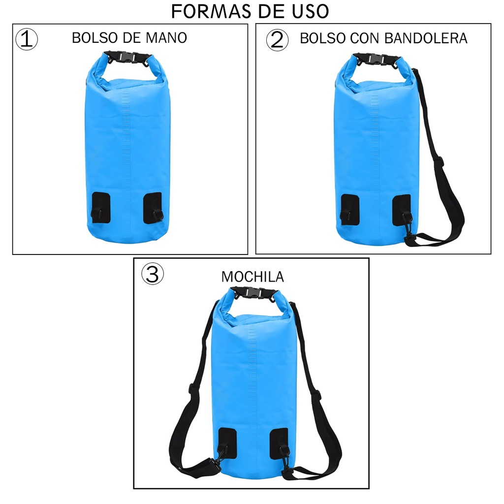 Bolsa Bolso Estanco A Prueba De Agua Impermeable Awayco 30l Celeste