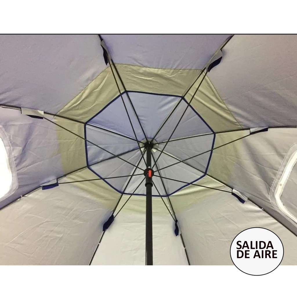 Sombrilla c/Rompeviento Spinit 2.5m Azul