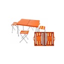 Mesa Plegable Con 4 Banquitos Valija Para Camping 