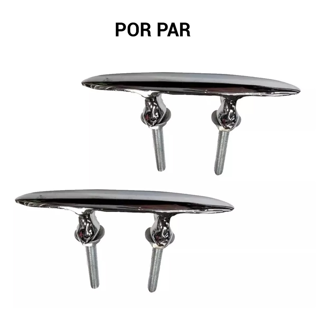 Cornamusa de Bronce Cromado Delta de 140mm con vastago de hierro