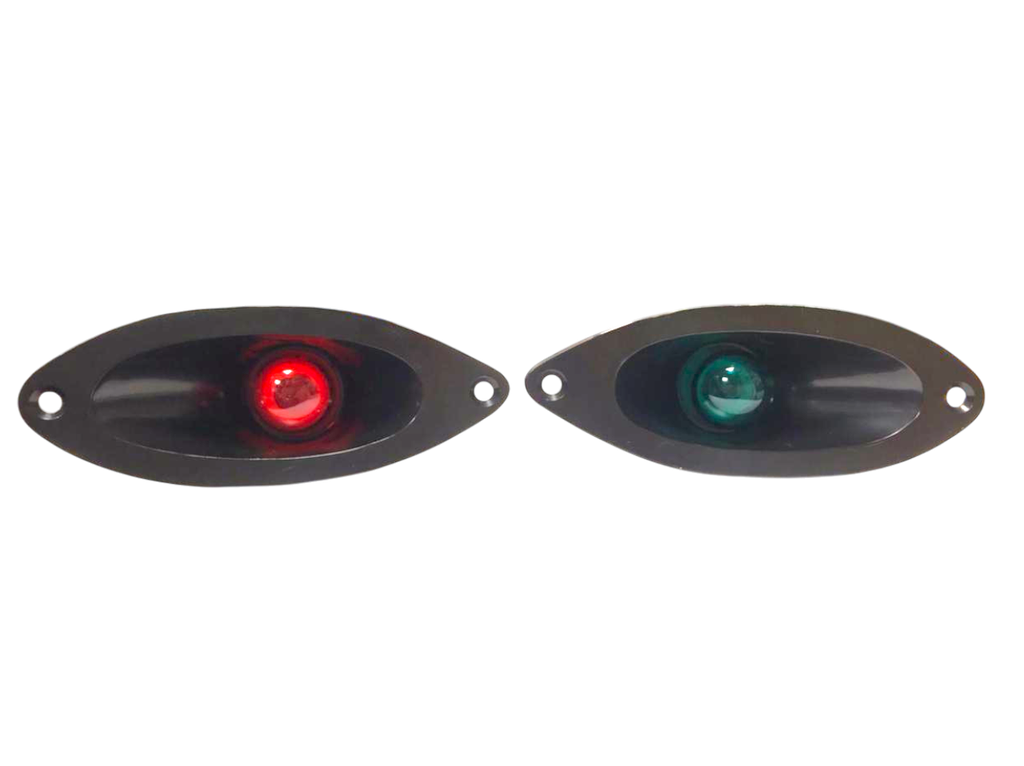 Luz De Proa Navegacion Led Ojo De Gato Lanchas Nautica Par Plastico Negro