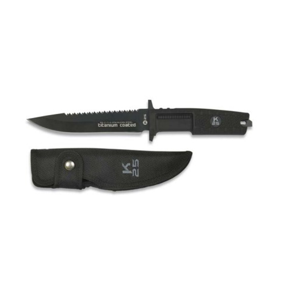 Cuchillo K25 Puño Goma Titanio Hoja 15,5cm