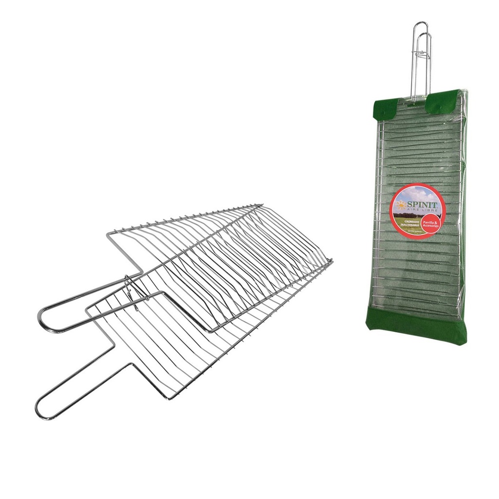 Parrilla Para Pescado Cromada Spinit Con Funda 60x25