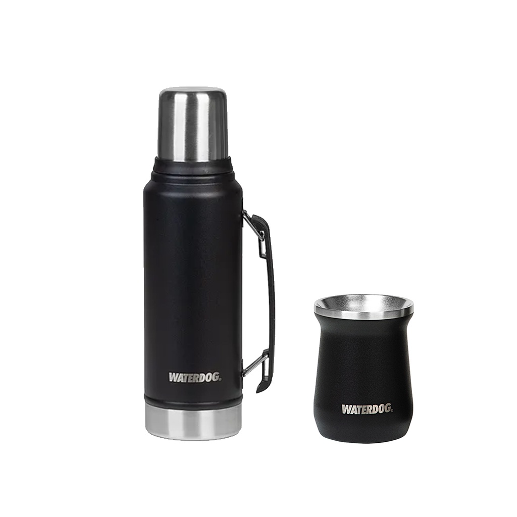 Combo Termo Waterdog Ombu 1 Lpico Cebador + Mate Zoilo Acero