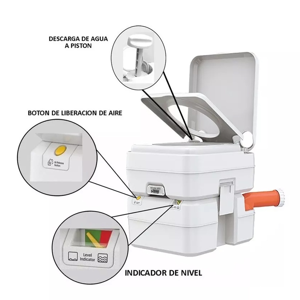 Inodoro Quimico Torque Marine 20L Pistón Medidor Pico Vertedor