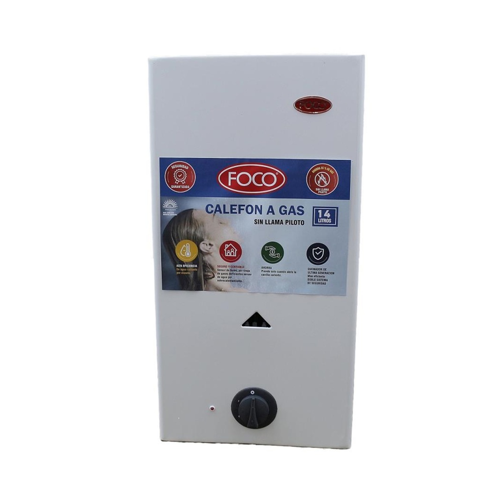 Calefon Foco 14 Lts A Gas Sin Llama Piloto