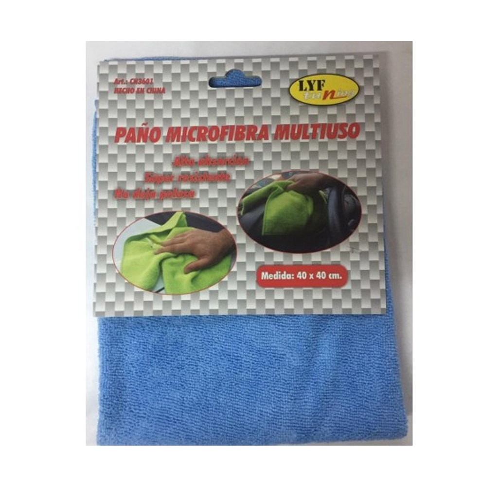 Paño Microfibra Multiuso 40x40 Limpieza Auto Camioneta Azul