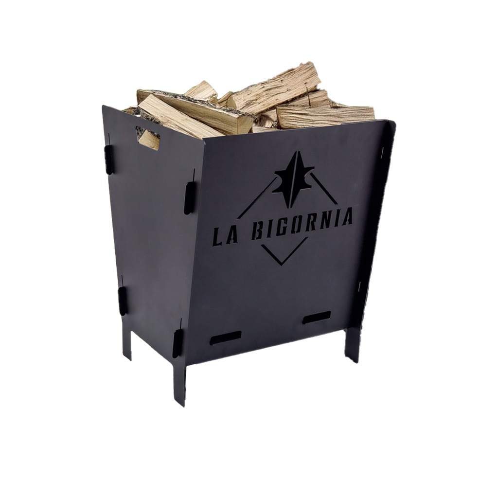 Leñero Parrilla Metalico Desmontable Camping Glamping Jardin 