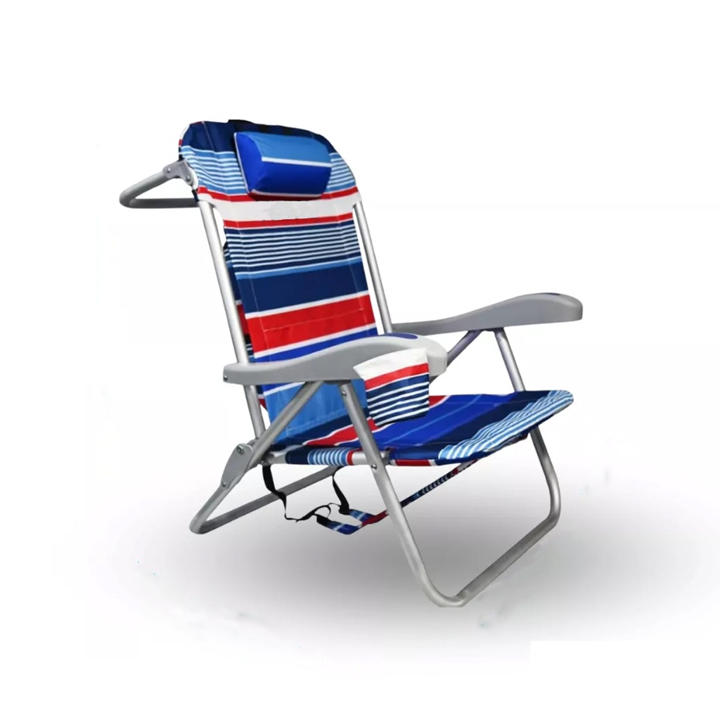 Reposera Mochila Playera Aluminio Reclinable En 6 Posiciones