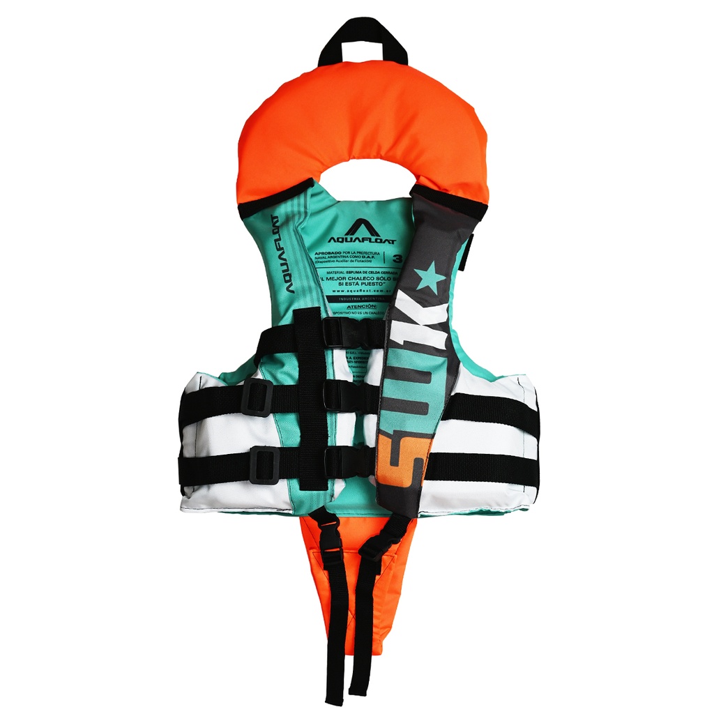 Chaleco Salvavidas Aquafloat Ski Niño Cuello Estampado Plus Talle 01