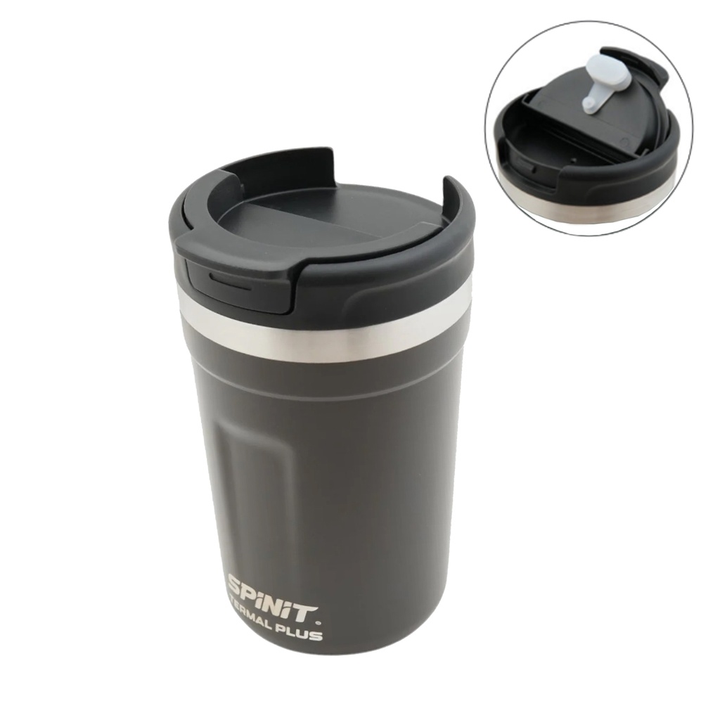 Vaso Termico Spinit Termal Plus 380 Ml Acero Inoxidable Negro
