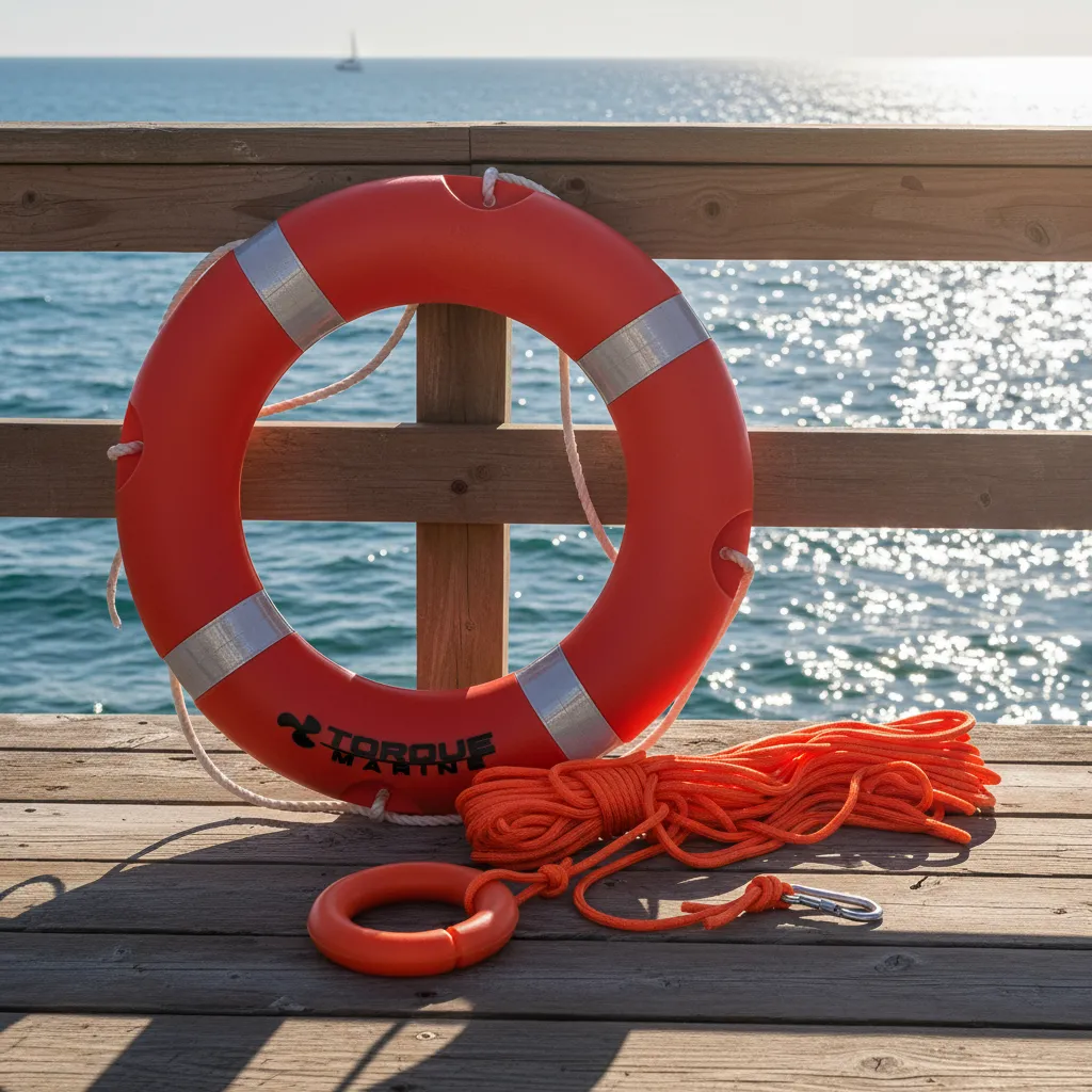 Salvavidas Circular Torque Marine Plástico 58 Cm + Cuerda 30m