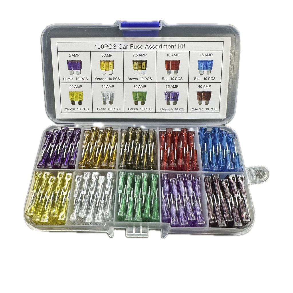 Caja De 100 Fusibles Surtidos Planos Auto Camión